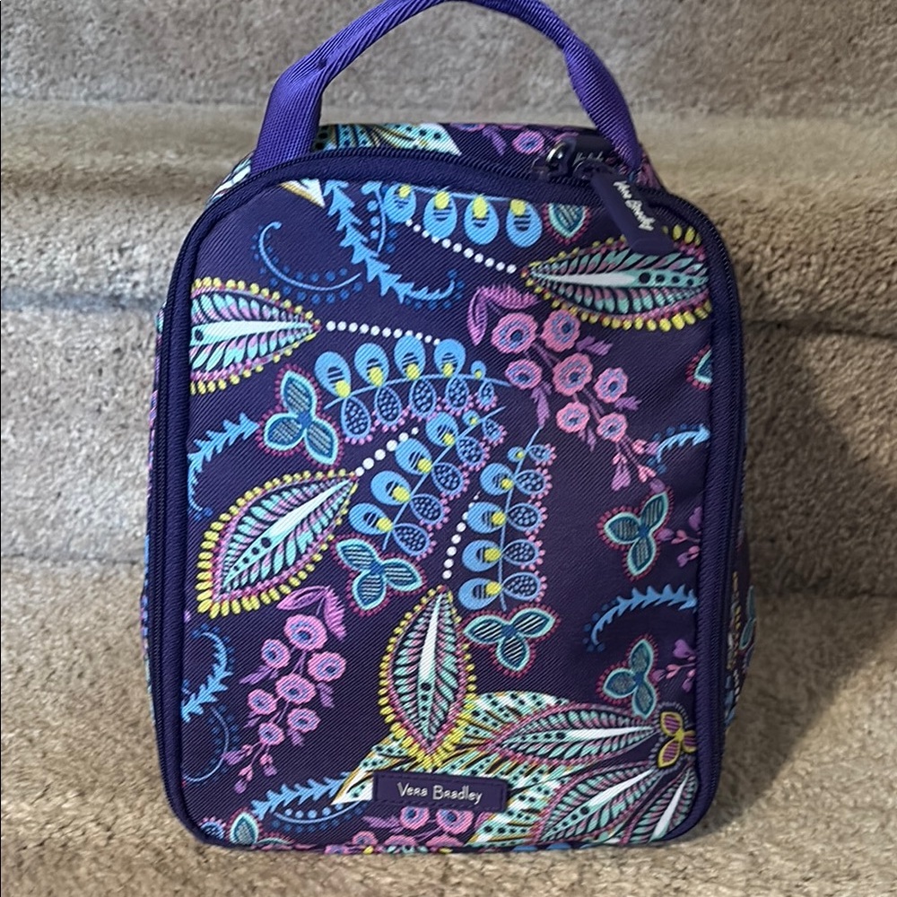 Vera Bradley Purple and Blue Lunch Tote with Paisley Design